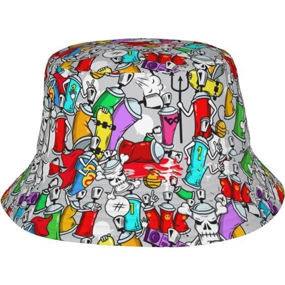 𝅺unisex Graffiti Bucket Hats Hip Hop Hats Fashion Style 5 - Picture 1 of 5